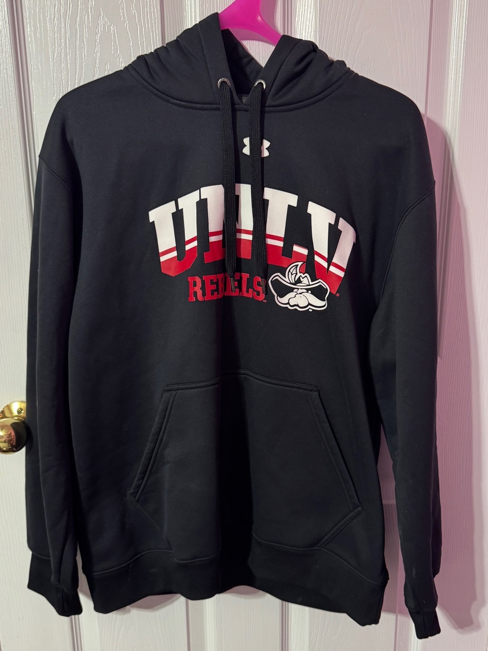 Under Armour Black UNLV Rebels Pullover Hoodie with Red & White Graphics